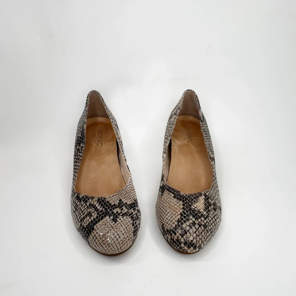 VIONIC Antonia Snake Print Leather Wedge Pump 10
